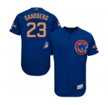 Men's Majestic Chicago Cubs #23 Ryne Sandberg Authentic Royal Blue 2017 Gold Champion Flex Base MLB Jersey