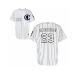Men's Majestic Chicago Cubs #23 Ryne Sandberg Authentic White Sliver NO.-3 Patch MLB Jersey