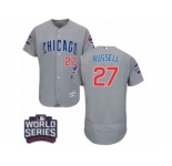 Men's Majestic Chicago Cubs #27 Addison Russell Grey 2016 World Series Bound Flexbase Authentic Collection MLB Jersey