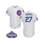 Men's Majestic Chicago Cubs #27 Addison Russell White 2016 World Series Champions Flexbase Authentic Collection MLB Jersey