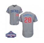 Men's Majestic Chicago Cubs #28 Kyle Hendricks Grey Road 2016 World Series Champions Flexbase Authentic Collection MLB Jersey