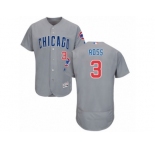 Men's Majestic Chicago Cubs #3 David Ross Grey Road Flexbase Authentic Collection MLB Jersey