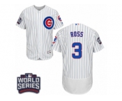 Men's Majestic Chicago Cubs #3 David Ross White Home 2016 World Series Bound Flexbase Authentic Collection MLB Jersey
