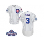 Men's Majestic Chicago Cubs #3 David Ross White Home 2016 World Series Champions Flexbase Authentic Collection MLB Jersey