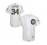 Men's Majestic Chicago Cubs #34 Jon Lester Authentic White 2016 Memorial Day Fashion Flex Base MLB Jersey