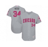 Men's Majestic Chicago Cubs #34 Jon Lester Grey Mother's Day Flexbase Authentic Collection MLB Jersey