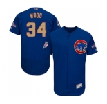 Men's Majestic Chicago Cubs #34 Kerry Wood Authentic Royal Blue 2017 Gold Champion Flex Base MLB Jersey