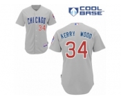 Men's Majestic Chicago Cubs #34 Kerry Wood Replica Grey Road Cool Base MLB Jersey