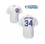 Men's Majestic Chicago Cubs #34 Kerry Wood Replica White Home Cool Base MLB Jersey