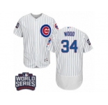 Men's Majestic Chicago Cubs #34 Kerry Wood White 2016 World Series Bound Flexbase Authentic Collection MLB Jersey