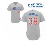Men's Majestic Chicago Cubs #38 Carlos Zambrano Replica Grey Road Cool Base MLB Jersey