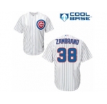 Men's Majestic Chicago Cubs #38 Carlos Zambrano Replica White Home Cool Base MLB Jersey