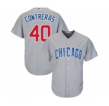 Men's Majestic Chicago Cubs #40 Willson Contreras Replica Grey Road Cool Base MLB Jersey