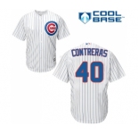 Men's Majestic Chicago Cubs #40 Willson Contreras Replica White Home Cool Base MLB Jersey