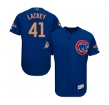 Men's Majestic Chicago Cubs #41 John Lackey Authentic Royal Blue 2017 Gold Champion Flex Base MLB Jersey