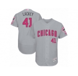 Men's Majestic Chicago Cubs #41 John Lackey Grey Mother's Day Flexbase Authentic Collection MLB Jersey