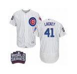 Men's Majestic Chicago Cubs #41 John Lackey White 2016 World Series Bound Flexbase Authentic Collection MLB Jersey