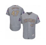 Men's Majestic Chicago Cubs #47 Miguel Montero Authentic Gray 2017 Gold Champion Flex Base MLB Jersey