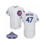 Men's Majestic Chicago Cubs #47 Miguel Montero White 2016 World Series Champions Flexbase Authentic Collection MLB Jersey