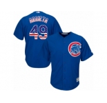Men's Majestic Chicago Cubs #49 Jake Arrieta Authentic Royal Blue USA Flag Fashion MLB Jersey