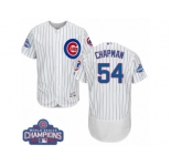 Men's Majestic Chicago Cubs #54 Aroldis Chapman White Home 2016 World Series Champions Flexbase Authentic Collection MLB Jersey