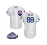 Men's Majestic Chicago Cubs #68 Jorge Soler White 2016 World Series Champions Flexbase Authentic Collection MLB Jersey