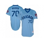 Men's Majestic Chicago Cubs #70 Joe Maddon Replica Blue Cooperstown Throwback MLB Jersey