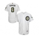 Men's Majestic Chicago Cubs #8 Andre Dawson Authentic White 2016 Memorial Day Fashion Flex Base MLB Jersey