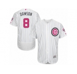Men's Majestic Chicago Cubs #8 Andre Dawson Authentic White 2016 Mother's Day Fashion Flex Base MLB Jersey