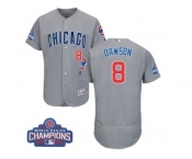 Men's Majestic Chicago Cubs #8 Andre Dawson Grey 2016 World Series Champions Flexbase Authentic Collection MLB Jersey