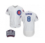 Men's Majestic Chicago Cubs #8 Andre Dawson White 2016 World Series Bound Flexbase Authentic Collection MLB Jersey