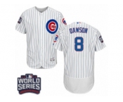 Men's Majestic Chicago Cubs #8 Andre Dawson White 2016 World Series Bound Flexbase Authentic Collection MLB Jersey
