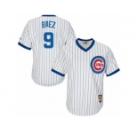 Men's Majestic Chicago Cubs #9 Javier Baez Authentic White Home Cooperstown MLB Jersey