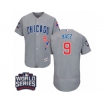 Men's Majestic Chicago Cubs #9 Javier Baez Grey 2016 World Series Bound Flexbase Authentic Collection MLB Jersey