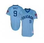 Men's Majestic Chicago Cubs #9 Javier Baez Replica Blue Cooperstown Throwback MLB Jersey