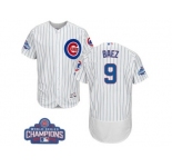 Men's Majestic Chicago Cubs #9 Javier Baez White 2016 World Series Champions Flexbase Authentic Collection MLB Jersey
