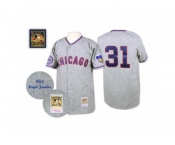 Men's Mitchell and Ness 1968 Chicago Cubs #31 Fergie Jenkins Authentic Grey Throwback MLB Jersey