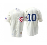 Men's Mitchell and Ness Chicago Cubs #10 Ron Santo Authentic Cream 1969 Throwback MLB Jersey