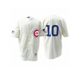 Men's Mitchell and Ness Chicago Cubs #10 Ron Santo Replica Cream 1969 Throwback MLB Jersey