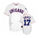 Men's Mitchell and Ness Chicago Cubs #17 Mark Grace Replica White 1988 Throwback MLB Jersey