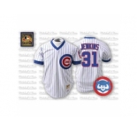 Men's Mitchell and Ness Chicago Cubs #31 Greg Maddux Replica White Throwback MLB Jersey