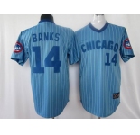 mlb chicago cubs #14 banks m&n blue(white strip)