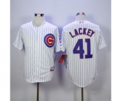 mlb jerseys chicago cubs #41 john lackey white(blue strip)[lackey]