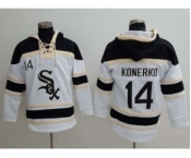 Chicago White Sox #14 Paul Konerko White Sawyer Hooded Sweatshirt Baseball Hoodie