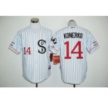 Chicago White Sox #14 Paul Konerko White(Black Strip) Cooperstown Stitched Baseball Jersey