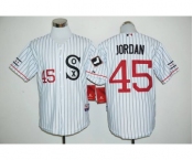 Chicago White Sox #45 Michael Jordan White(Black Strip) Cooperstown Stitched Baseball Jersey