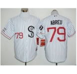 Chicago White Sox #79 Jose Abreu White(Black Strip) Cooperstown Stitched Baseball Jersey