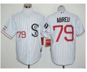 Chicago White Sox #79 Jose Abreu White(Black Strip) Cooperstown Stitched Baseball Jersey