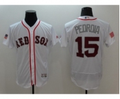 Men Boston Red Sox #15 Dustin Pedroia White Stars & Stripes 2016 Independence Day Flex Base Jersey