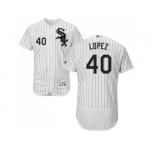 Men Chicago White Sox #40 Reynaldo Lopez White(Black Strip) Flexbase Authentic Collection Stitched MLB Jerseys